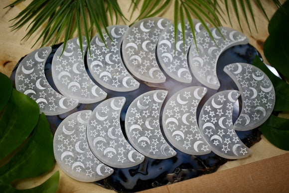 Selenite Moons Wholesale Carving 12 pcs Natural Crystal Gift