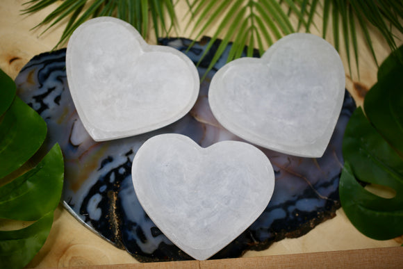 Selenite Heart Bowl Wholesale 3pc 6