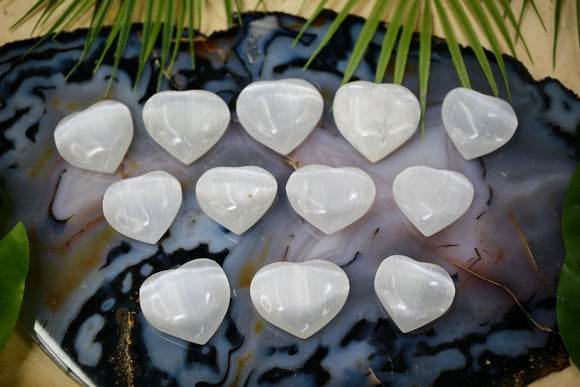Selenite Heart Carving Wholesale 12 pcs Natural Satin Spar Crystal Gift 1.75