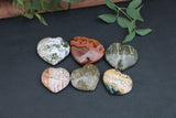 Ocean Jasper Hearts 6 pcs Lot Bundle Natural Orbicular Polished Colorful