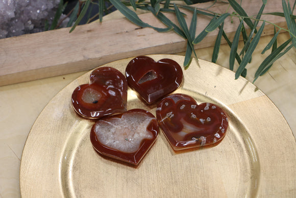 Carnelian Druzy Hearts Wholesale 2lb Lot Natural Crystal