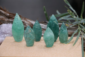 Green Fluorite Flame Wholesale Lot 1lb Natural Crystal Carvings