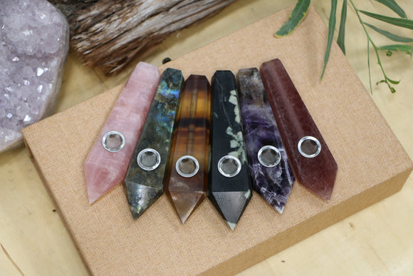 Crystal Pipes Wholesale Lot 6 pcs Natural Crystal Quartz Labradorite more