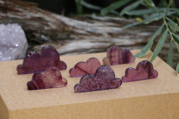 Purple Fluorite Clouds Wholesale Lot 6 pcs Natural Crystal Carvings