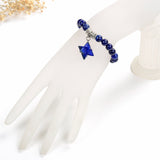 Lapis Lazuli Round Bead Bracelet with Merkaba Star Bead, Brt2024