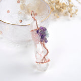 Rock Crystal Pendant Gemstone Copper Plated Wire Tree Design, PND6002XX