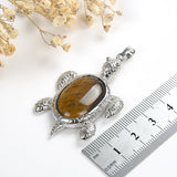 Gemstone Sea Turtle Pendant Silver Plated Design&Bail, Medium Size, PND5041XX