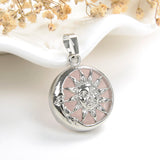Gemstone Round Pendant Silver Plated Copper Sun Design, Small Size, PND5051XX