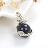 Gemstone Sphere Pendant With Small Silver Plated Dragon Design, PND4031XX