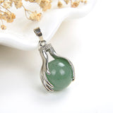 Gemstone Sphere Pendant Silver Plated Ball-In-Hands Design, PNG5091XX