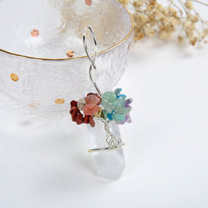Rock Crystal Pendant Gemstone Silver Plated Wire Tree Design, PND6007XX