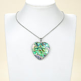 Heart Abalone Paua Pendant With Silver Plated Copper Casing&Bail, Large Size Pnd4028