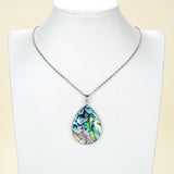 Teardrop Abalone Paua Pendant With Silver Plated Copper Casing&Bail, Large Size, Pnd4033