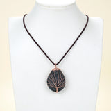 Teardrop Lava Pendant With Copper Plated (Rose Gold) Wire Tree, Pnd4026