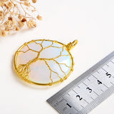 Opalite Round Pendant Rimmed Gold Plated Wire Tree, Medium Size, PND6111OT