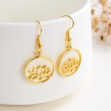 Mother of Pearl Earrings Gold Plated Lotus Flower Casings&Hooks, ERN1018MP
