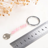 Rose Quartz Keychain Silver Plated Tree Charm Design, KCH0013RQ