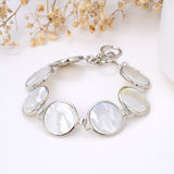 Mother Of Pearl Round Medallions Bracelet With Toggle Clasp, Brt2009