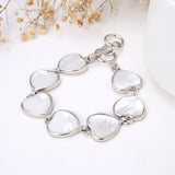 Mother Of Pearl Hearts Medallions Bracelet, Toggle Clasp, BRT2010MP