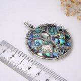Round Mosaic Abalone Paua Pendant With Stainless Steel Wire Tree, Medium Size, Pnd4017