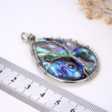 Teardrop Abalone Paua Pendant With Stainless Steel Wire Tree, Medium Size, Pnd4023