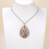 Teardrop Abalone Pendant with Copper Wire-wrapped Tree, Medium Size, Pnd4009