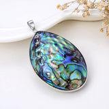 Teardrop Abalone Paua Pendant With Stainless Steel Casing&Bail, Large Size, Pnd4034
