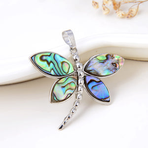 Abalone Paua Dragonfly Pendant Silver Plated Design, PND4041AB