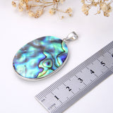 Oval Abalone Paua Pendant With Silver Plated Copper Casing&Bail, Large Size, Pnd4031