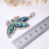 Abalone Paua Butterfly Pendant Silver Plated With CZ Design, Pnd4036