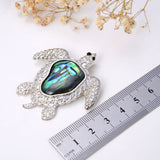 Abalone Paua Sea Turtle Pendant Silver Plated Copper Design, Pnd4038