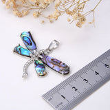 Abalone Paua Dragonfly Pendant With Silver Plated&CZ Design, PND4040AB
