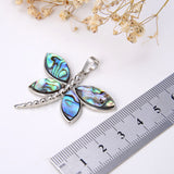 Abalone Paua Dragonfly Pendant Silver Plated Design, PND4041AB