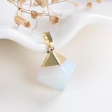 Gemstone Diamond Shape Pendants Or Pendulums, Gold Electroplated Top, PND4126XX