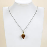 Gemstone Diamond Shape Pendants Or Pendulums, Gold Electroplated Top, PND4126XX