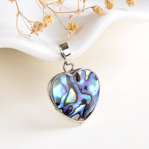 Abalone Paua Heart Pendant Silver Plated Casing&Bail, Small Size, PND6096AB