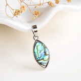 Abalone Paua Marquise Pendant Silver Plated Casing&Bail, Small Size, PND6098AB